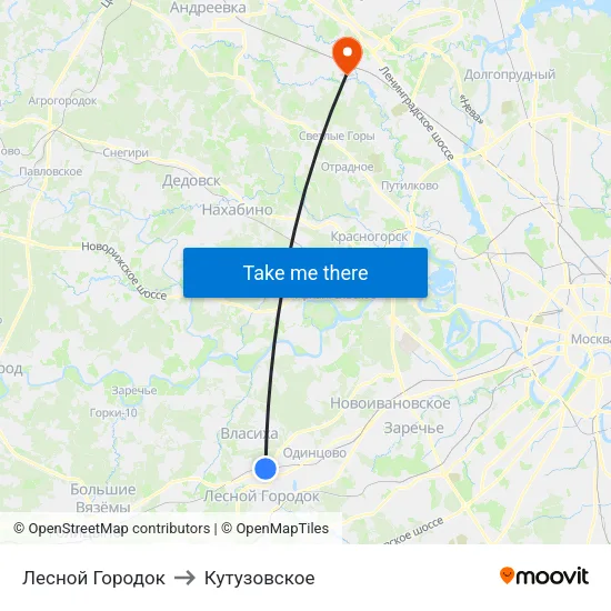 Лесной Городок to Кутузовское map