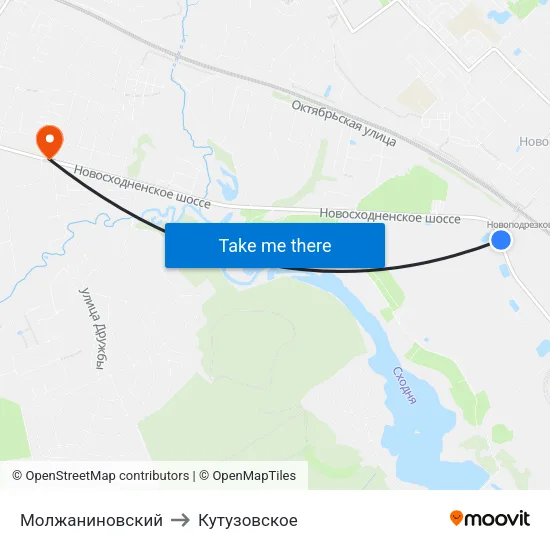 Молжаниновский to Кутузовское map