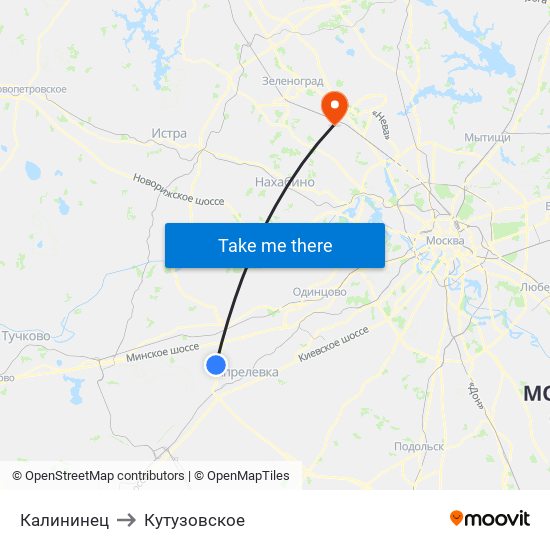 Калининец to Кутузовское map