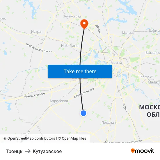 Троицк to Кутузовское map