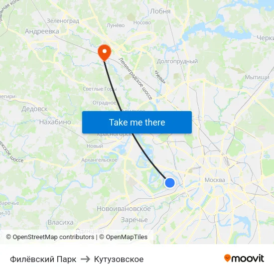 Филёвский Парк to Кутузовское map