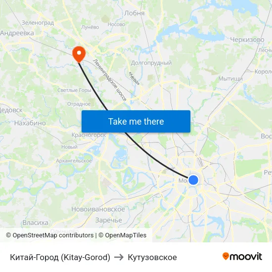 Китай-Город (Kitay-Gorod) to Кутузовское map