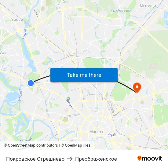Покровское-Стрешнево to Преображенское map