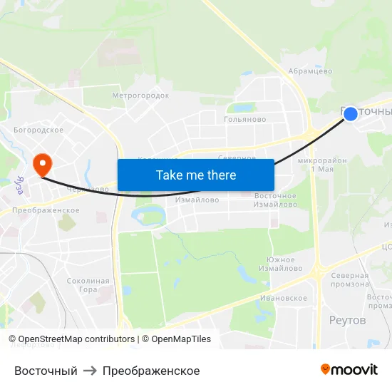 Восточный to Преображенское map
