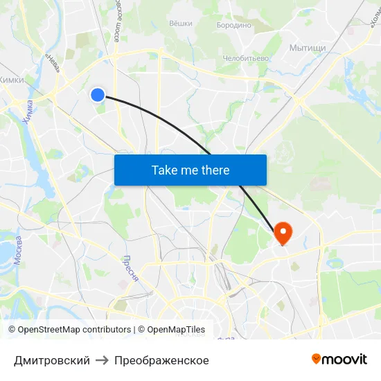Дмитровский to Преображенское map