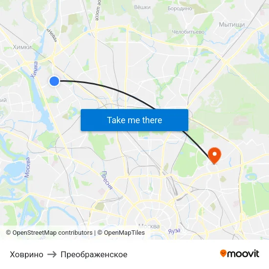 Ховрино to Преображенское map