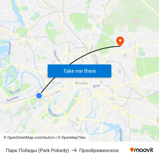 Парк Победы (Park Pobedy) to Преображенское map