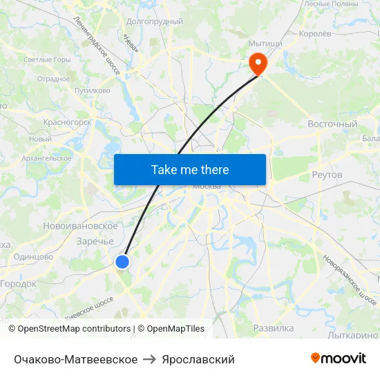 Очаково-Матвеевское to Ярославский map