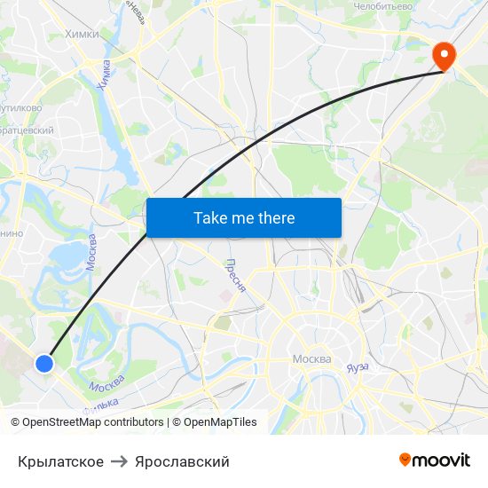 Крылатское to Ярославский map