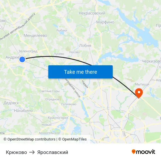 Крюково to Ярославский map