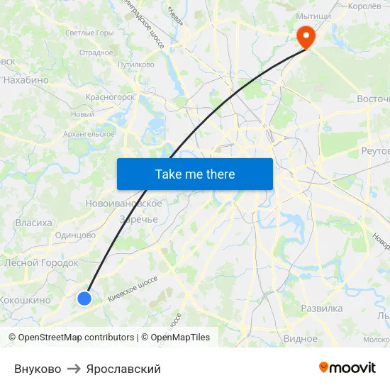 Внуково to Ярославский map