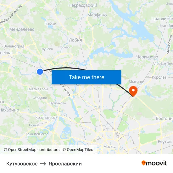 Кутузовское to Ярославский map