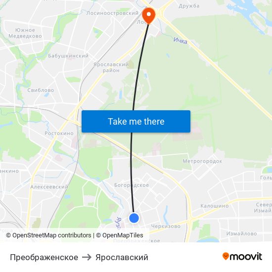 Преображенское to Ярославский map