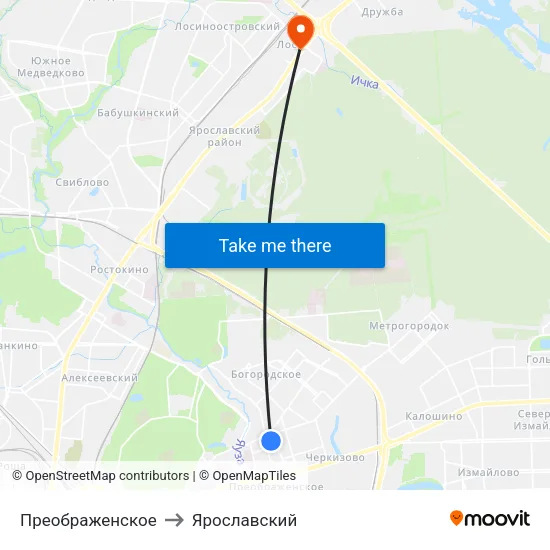 Преображенское to Ярославский map