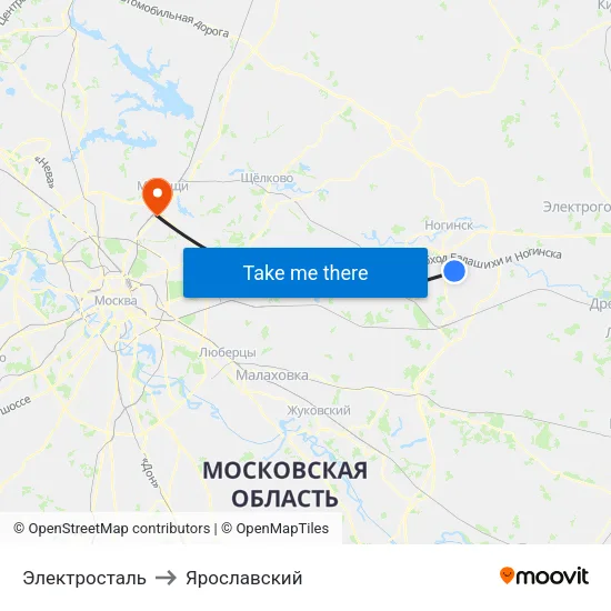 Электросталь to Ярославский map