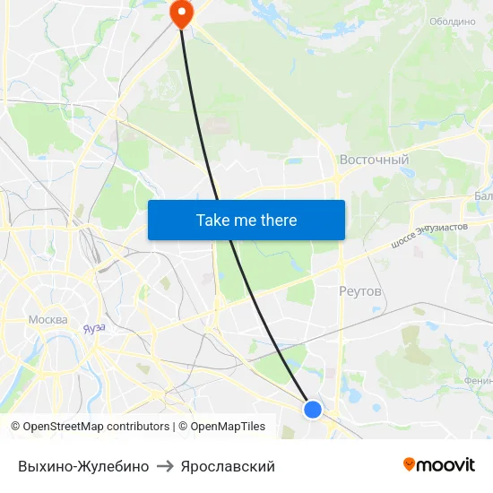Выхино-Жулебино to Ярославский map
