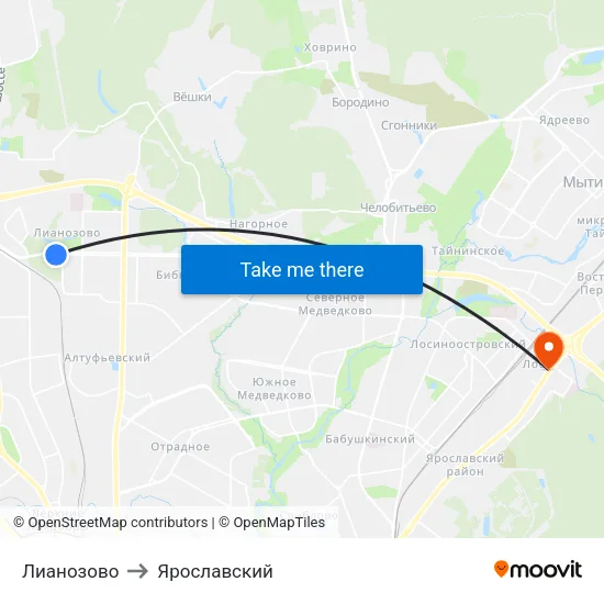 Лианозово to Ярославский map