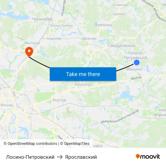 Лосино-Петровский to Ярославский map