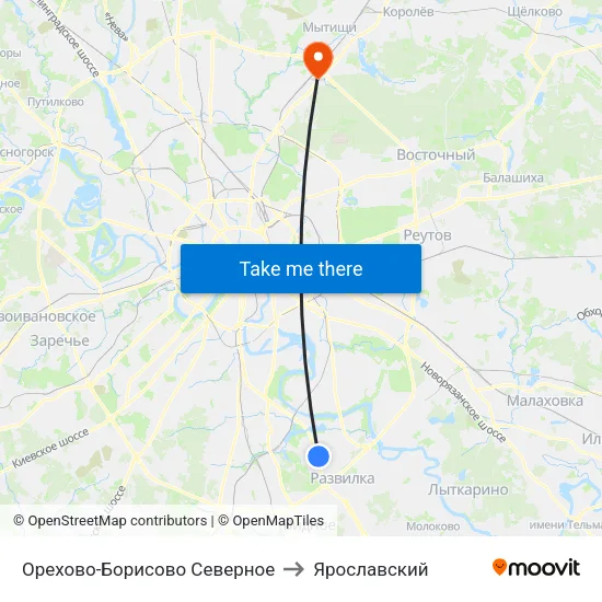 Орехово-Борисово Северное to Ярославский map