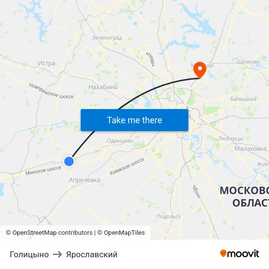 Голицыно to Ярославский map