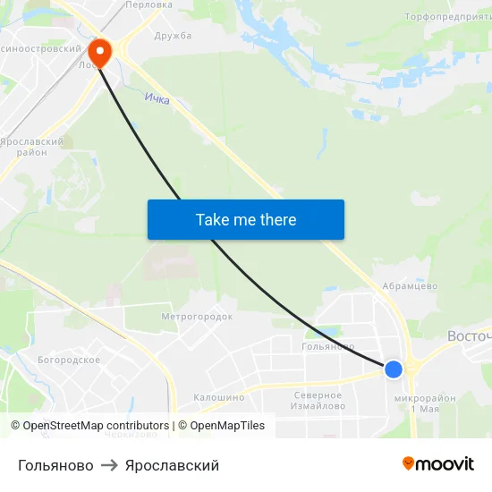 Гольяново to Ярославский map