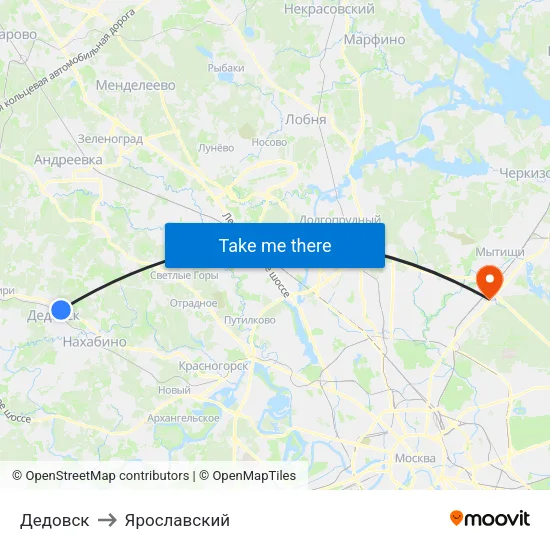 Дедовск to Ярославский map