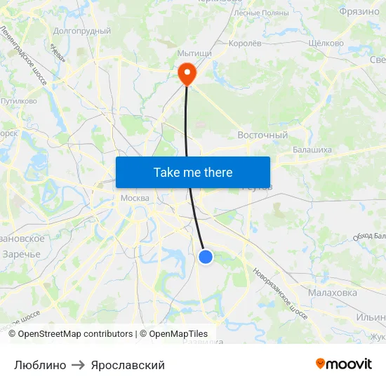 Люблино to Ярославский map