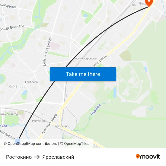Ростокино to Ярославский map