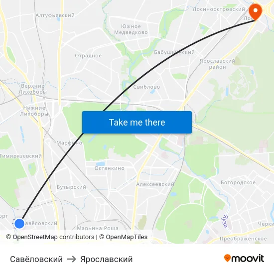 Савёловский to Ярославский map