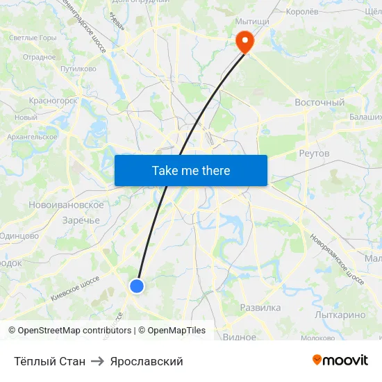 Тёплый Стан to Ярославский map