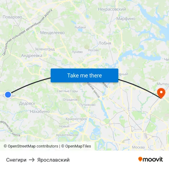 Снегири to Ярославский map
