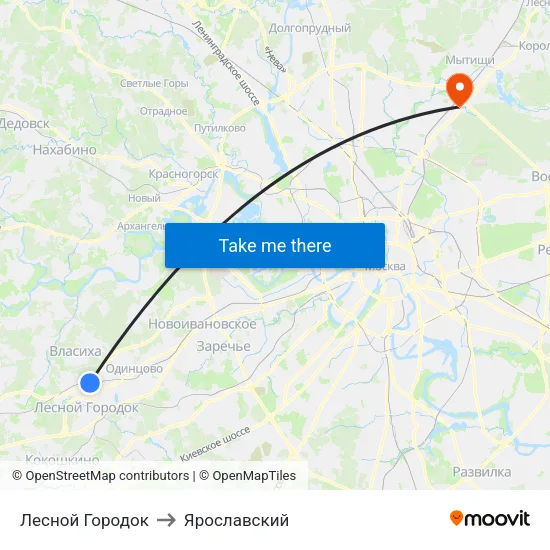 Лесной Городок to Ярославский map