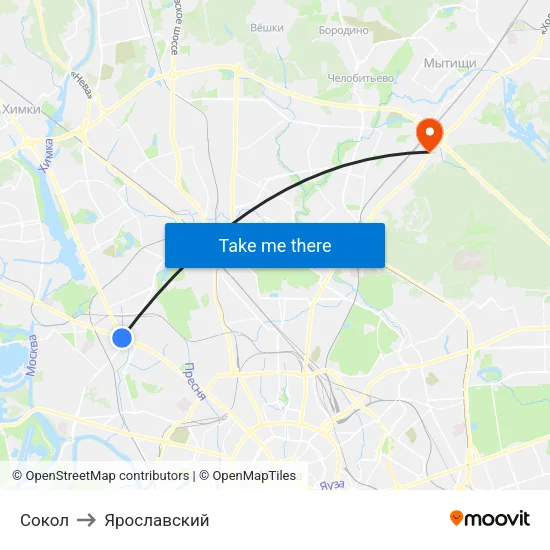 Сокол to Ярославский map
