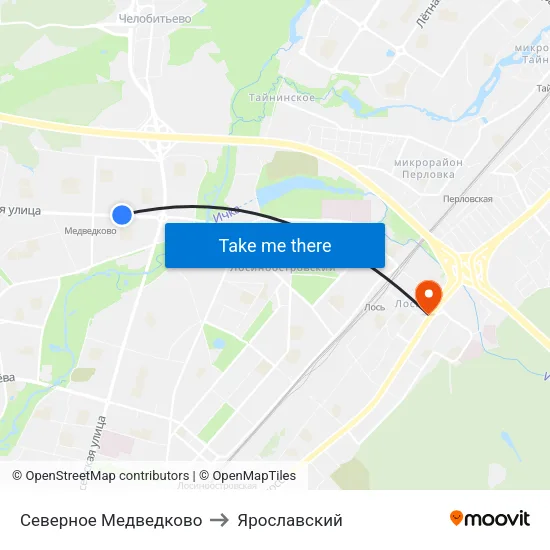 Северное Медведково to Ярославский map