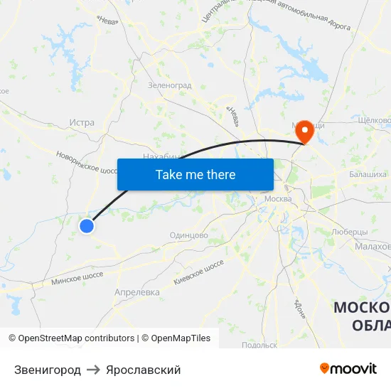 Звенигород to Ярославский map