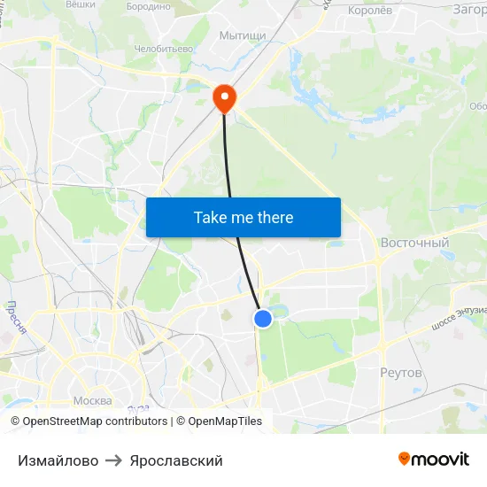 Измайлово to Ярославский map