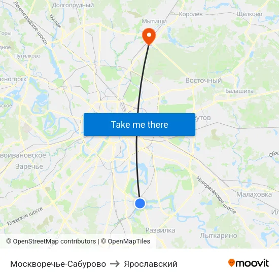 Москворечье-Сабурово to Ярославский map