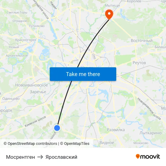Мосрентген to Ярославский map