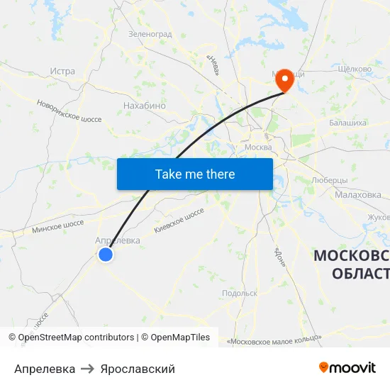 Апрелевка to Ярославский map