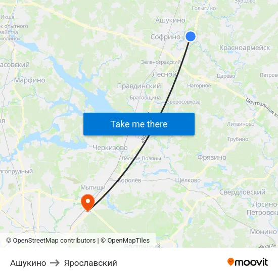Ашукино to Ярославский map
