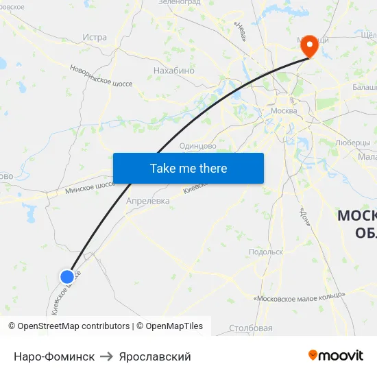 Наро-Фоминск to Ярославский map