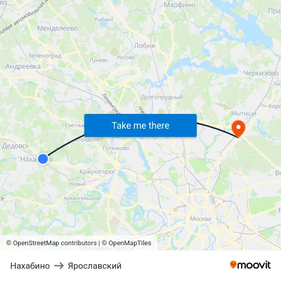 Нахабино to Ярославский map