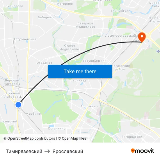 Тимирязевский to Ярославский map
