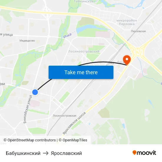 Бабушкинский to Ярославский map