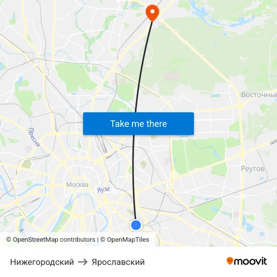 Нижегородский to Ярославский map