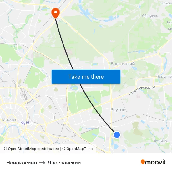 Новокосино to Ярославский map