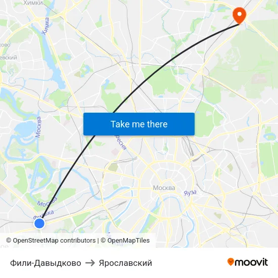 Фили-Давыдково to Ярославский map