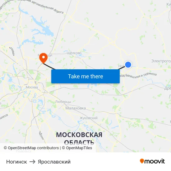 Ногинск to Ярославский map