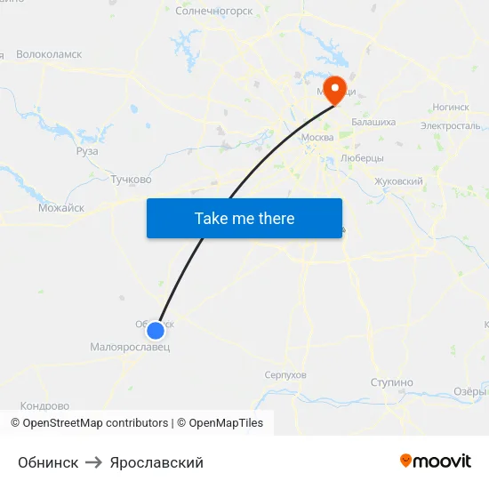 Обнинск to Ярославский map