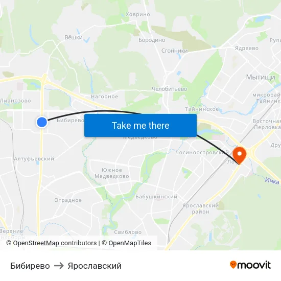 Бибирево to Ярославский map